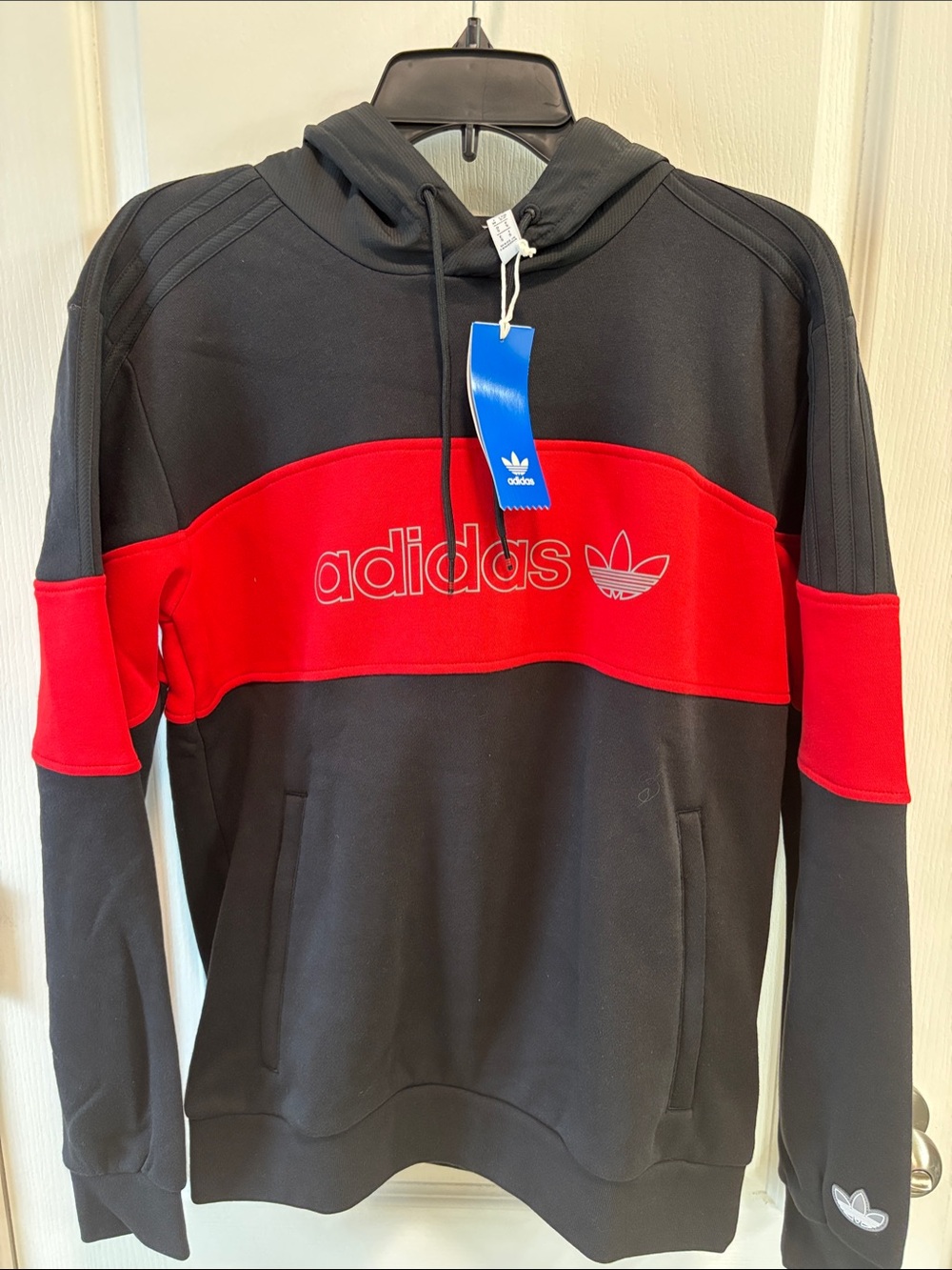 adidas Black & Red Hoodie with Chest Logo
